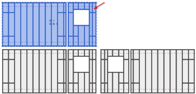 Selecting a wall frame to remove from group