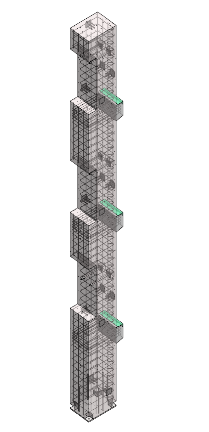 Precast concrete column with corbels and cutouts for spandrel walls