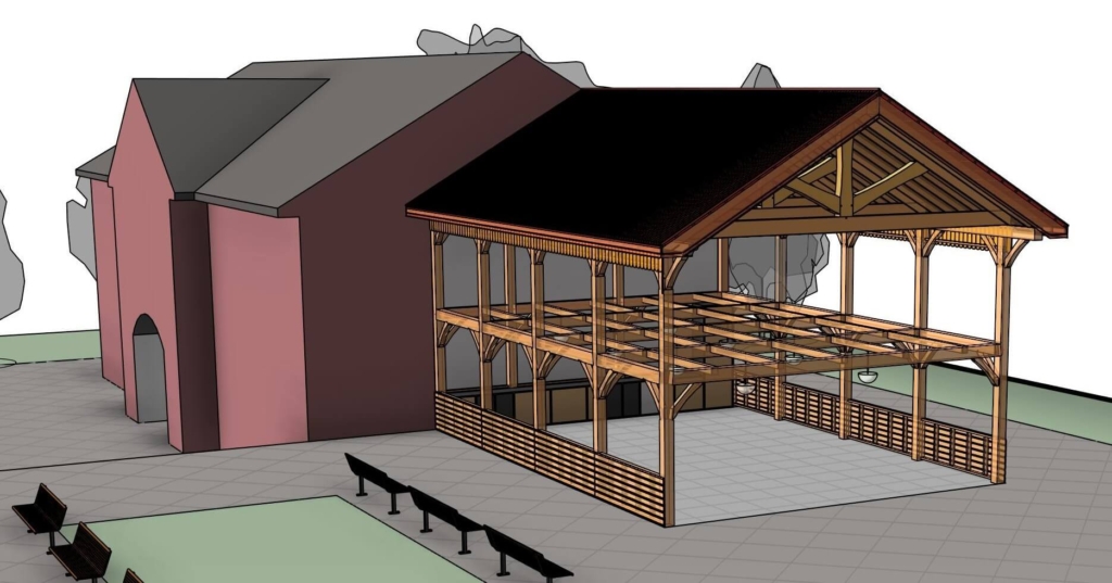 Heavy timber framed structure modeled in Revit