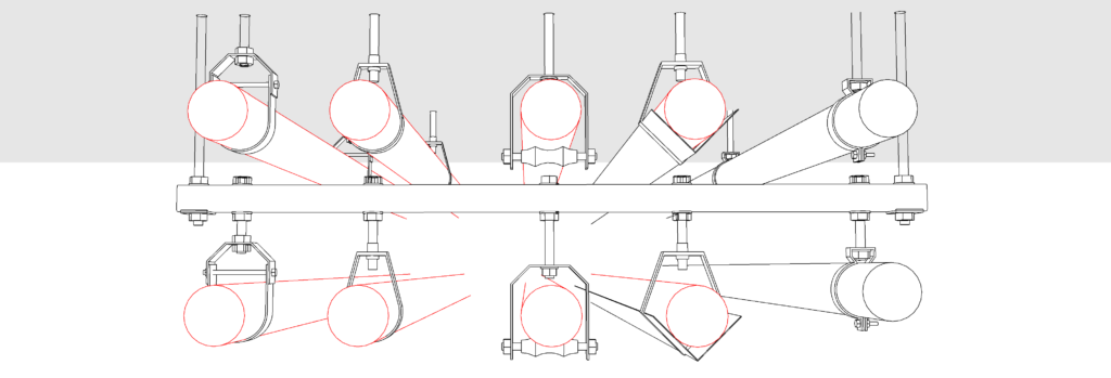 3D sketches of hangers and pipes