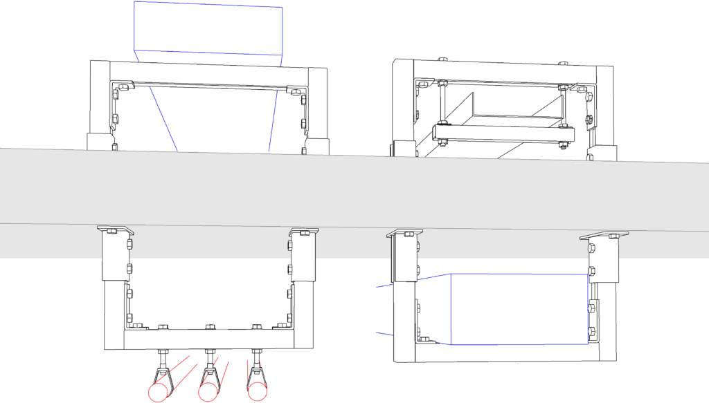 3D sketches of ducts, trays, pipes, and hangers