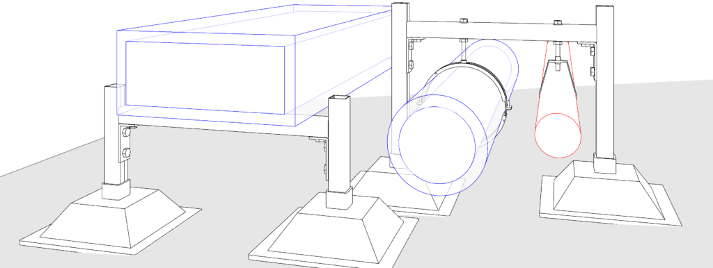 3D sketches of duct, pipes, supports, and hangers