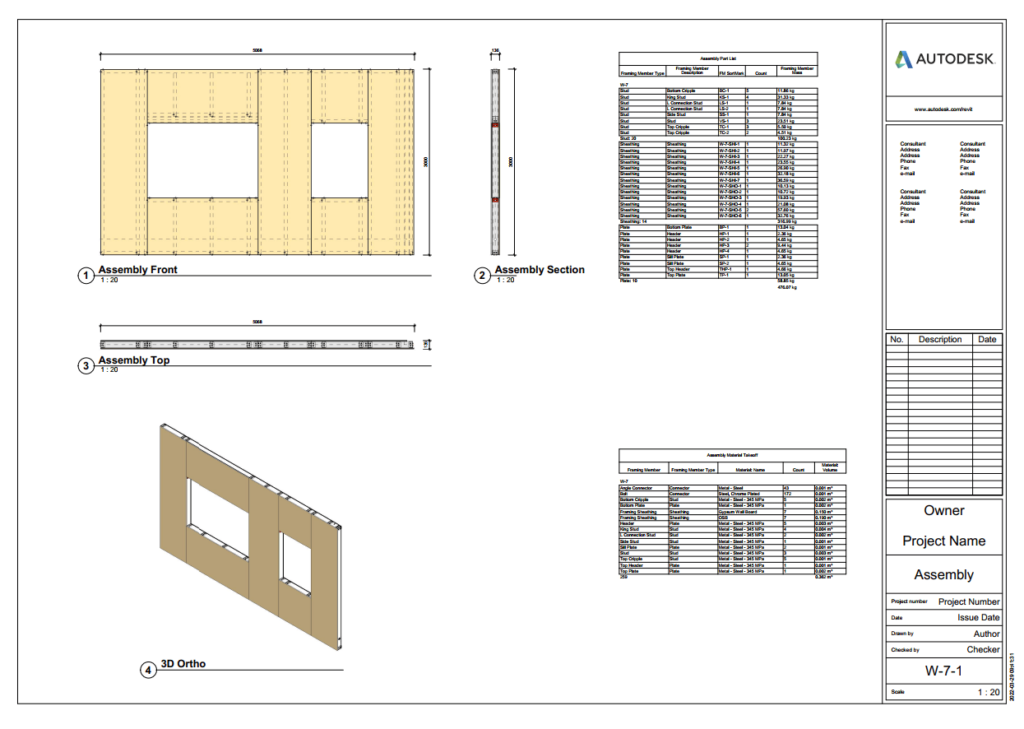 technical drawings of metal framed wall panels