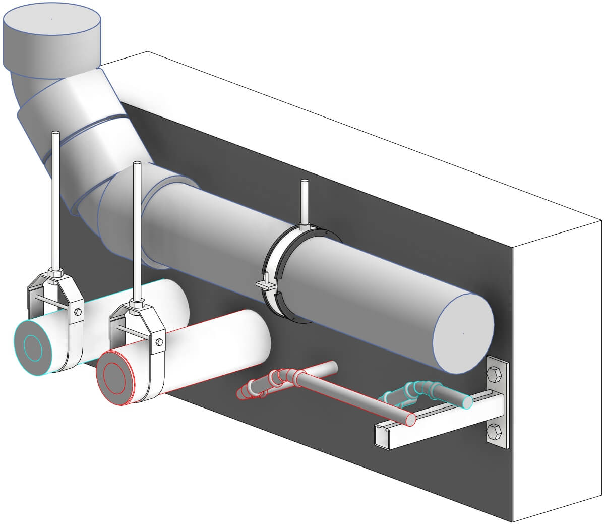 pipe hangers and supports modeled in Revit