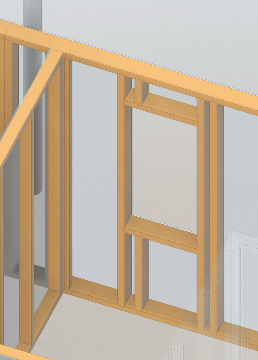 wood framed walls intersection and window opening