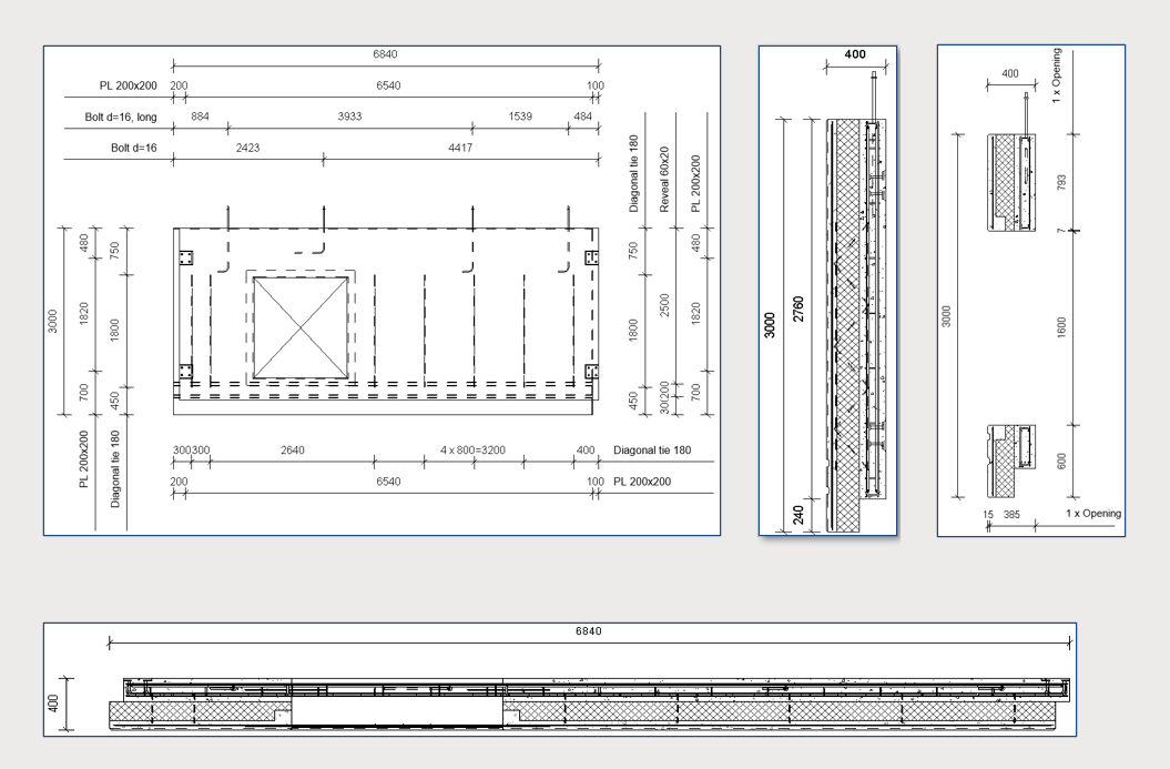 technical drawings of precast panels