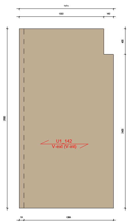 technical drawing of a wall panel