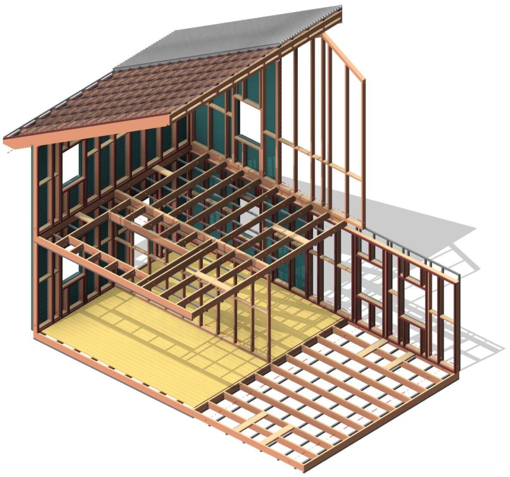 Revit model of a wooden house