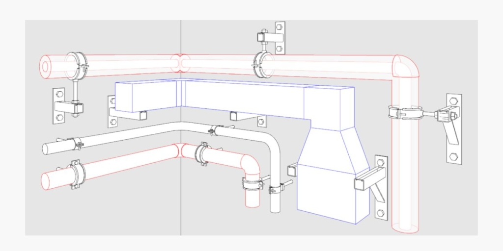 cantilever arms: single (from one side) and double in MEP Hangers add-on for Revit